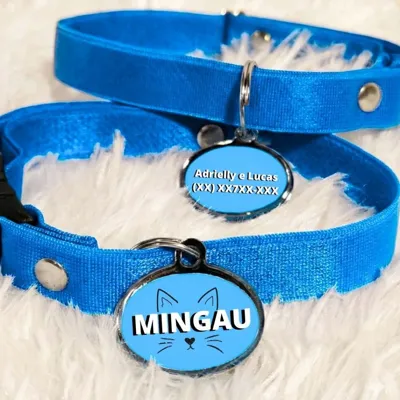 Foto do anúncio: Coleira para Gato Anti Enforcamento Elástica com Placa de identificação Gravação Grátis