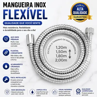 Foto do anúncio: Engate Flexivel Aço Inox Mangueira para Ducha Higienica Chuveiro Duchas
