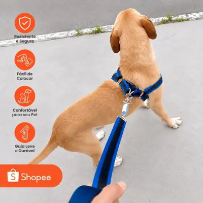 Foto do anúncio: Coleira pra cachorro pequeno médio e grande forte Peitoral regulável
