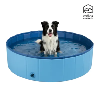 Foto do anúncio: Piscina para Cachorro Pet 1,20m x 30cm 340 Litros Dobrável Não Precisa Inflar Ralo Grande Meu Pet