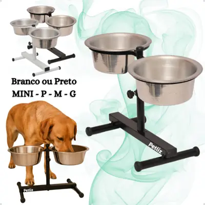 Foto do anúncio: Comedouro Duplo Elevado Alto Ajustável Regulável pra Cachorro P, M, G