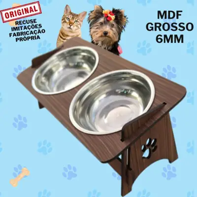 Foto do anúncio: Comedouro Pet Elevado Com TAMPAS Gato E Cachorro com Tigelas Inox