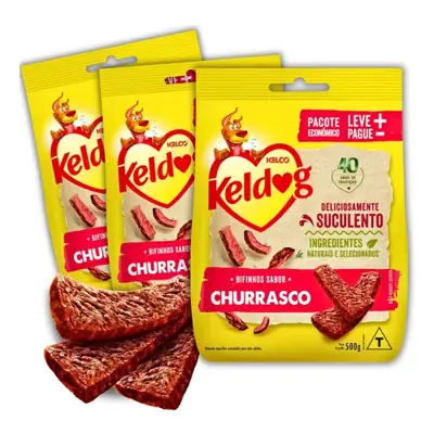 Foto do anúncio: Kit 3 Bifinho Keldog Sabor Churrasco Para Cães 500g Kelco