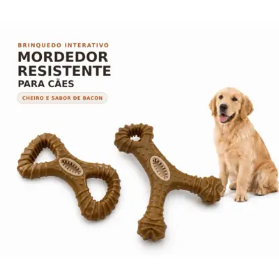 Foto do anúncio: Mordedor Osso Resistente Maciço Fibra De Trigo Sabor Bacon Grande