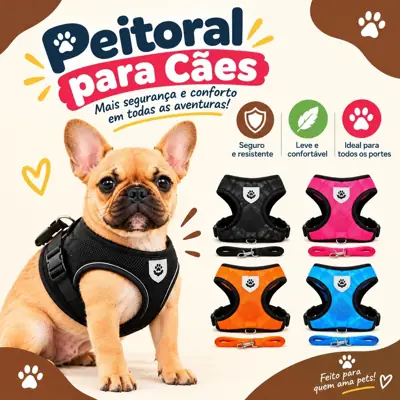 Foto do anúncio: Coleira Peitoral Para Cachorro Pet Colete Refletivo + Guia