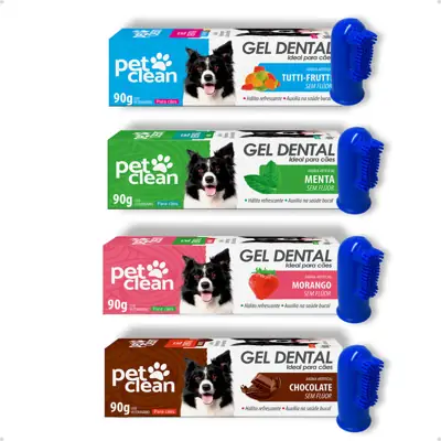 Foto do anúncio: Kit Gel Dental Pasta de Dente Pet Clean + Escova De Dente Dedeira Cores