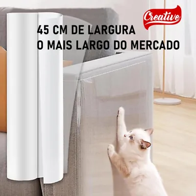 Foto do anúncio: Sofá Protetor Gato Anti Arranhões Adesivo Proteção 45 Cm x 5 Metros Transparente Cristal