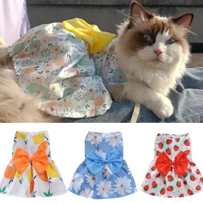 Foto do anúncio: Verão Fino Sphynx Cat Saia De Cachorro Vestido Fofo Estampa Roupas De Pet Para Pequenos Gatos Traje Poodle mascotas