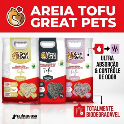 Foto do anúncio: Areia Gatos Tofu 2kg Granulado Biodegradável Higiênico Natural Lavanda e Carvão Great Pets