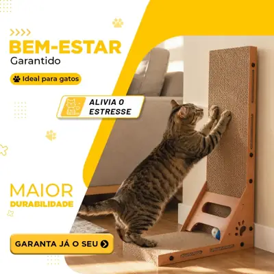 Foto do anúncio: Arranhador Vertical em L para Gatos Papelão Ondulado e Brinquedo Bola