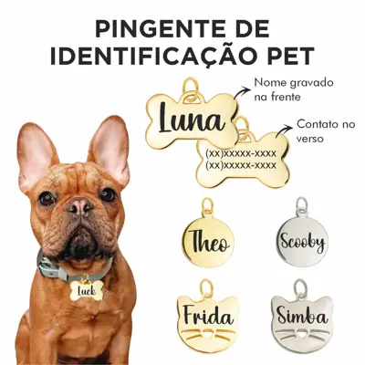 Foto do anúncio: Plaquinha De Identificação Gravada Cachorro Gato Pet C/ Nome