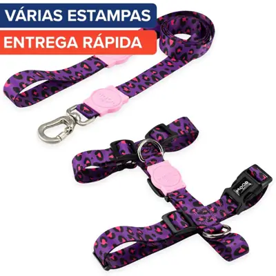 Foto do anúncio: Coleira Peitoral com Guia para Cachorro Cães Modelo H Várias cores e Tamanhos Mood Pet