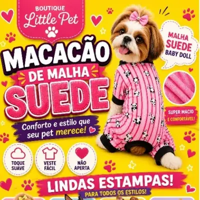 Foto do anúncio: Macacão para Cachorros e gatos em Malha Suede Super Macio, Leve e Confortável Pet
