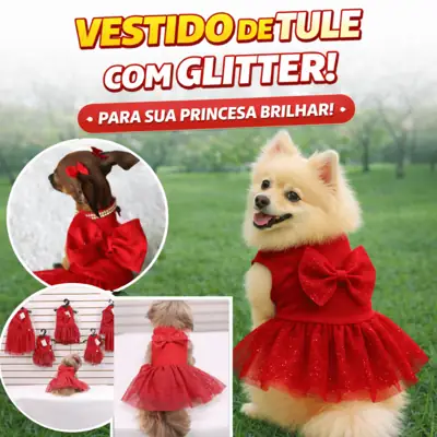 Foto do anúncio: Vestido de Natal para Cachorro Fêmea Encantado Vermelho - Roupa Pet