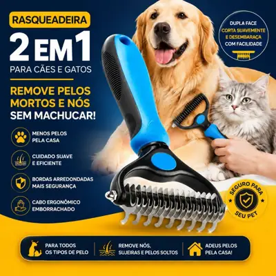 Foto do anúncio: Rasqueadeira 2 em 1 Para Cães e Gatos - Remove Pelos Mortos e Desembola