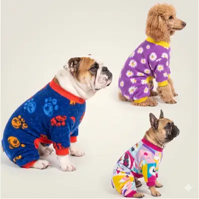 Foto do anúncio: Um Macacão PET Soft ESTAMPAS SORTIDAS  Cachorro Inverno Frio Quente manga