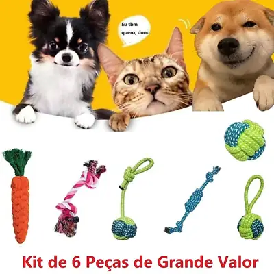 Foto do anúncio: Kit com 6 Brinquedos Resistentes para Cães Mordedor para Filhotes