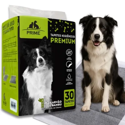 Foto do anúncio: 30 Tapetes Higiênicos Prime Carvão Ativado 80x60 - Gel Ultra Absorvente | Cães | Anti-Odor