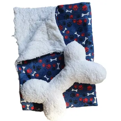Foto do anúncio: Manta P Sherpa Com Gorgurinho E Ossinho 52 x 42 cm Kit Pet Luxo