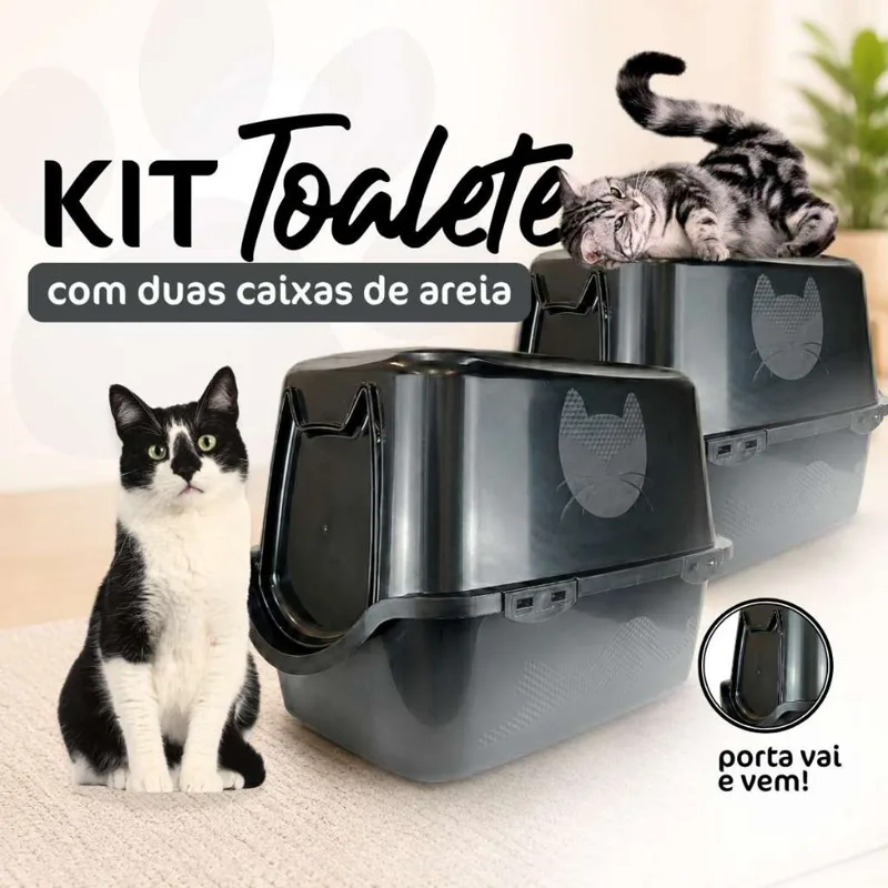 Foto do anúncio: Kit 2 Caixa Areia Fechada Banheiro Toalete Sanitário Gato