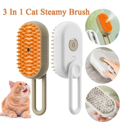 Foto do anúncio: Escova A Vapor Para Gatos Cães 3 Em 1 Escovas Elétricas De Pêlos Pentes De Massagem Animais De Estimação Remoção
