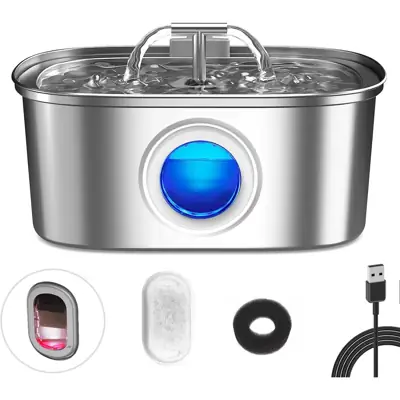 Foto do anúncio: Aço Inoxidável Fonte para Gatos com Filtro 3.2L Dispensador de água
