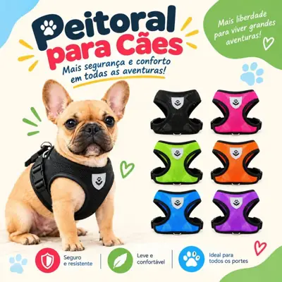 Foto do anúncio: Peitoral Cachorro Guia Ajustável Coleira Peitoral Pet Passeio Conforto