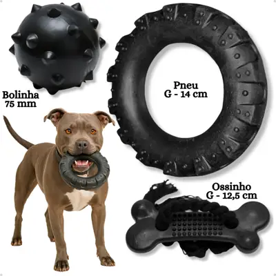 Foto do anúncio: Kit Brinquedo Mordedor para Cachorro Pneu G + Bola Cravo Maciça 75mm