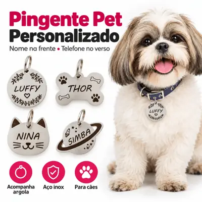 Foto do anúncio: Plaquinha de Identificação Pet Personalizada Com Nome e Telefone Gato