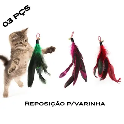 Foto do anúncio: Kit 03 PÇS reposição Varinha do Gato penas coloridas divertida