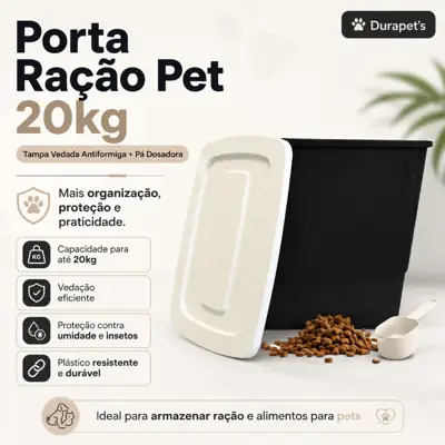 Foto do anúncio: Container Porta Ração 20kg Pote Tampa Vedada Antiformiga + Pá Dosadora