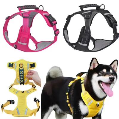 Foto do anúncio: Peitoral Colete Reforçado Refletivo Com Gancho Para Placa de Identificação Cachorro Médio Grande Porte Premium LR-0292