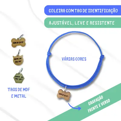 Foto do anúncio: Coleira com tag de identificação Pet ajustável para cachorro e gato Tag