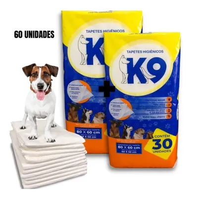 Foto do anúncio: Kit 2 Pacotes Tapete Higiênico K9 Pet Para Cães Gatos 60 Un 80x60 Cm (30 un cada Pacote)