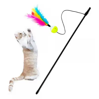 Foto do anúncio: Brinquedo Varinha Pena Bolinha Interativa Gato Pet C Pena Cor Varinha