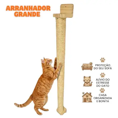 Foto do anúncio: Arranhador Grande Parede (107 cm) Gatos Vertical Sisal Poste Brinquedo