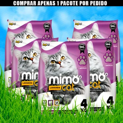 Foto do anúncio: Kit Fardo 5 Pacotes 4Kg de Areia Sanitária Granulado Forma torrões Mimocat Perfumado
