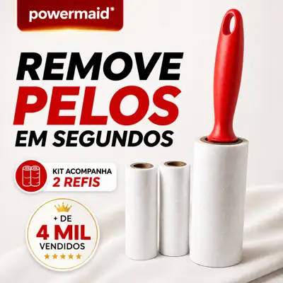 Foto do anúncio: Rolo Tira Pelos Powermaid + 2 Refis - Remove Pelos de Pet, Poeira