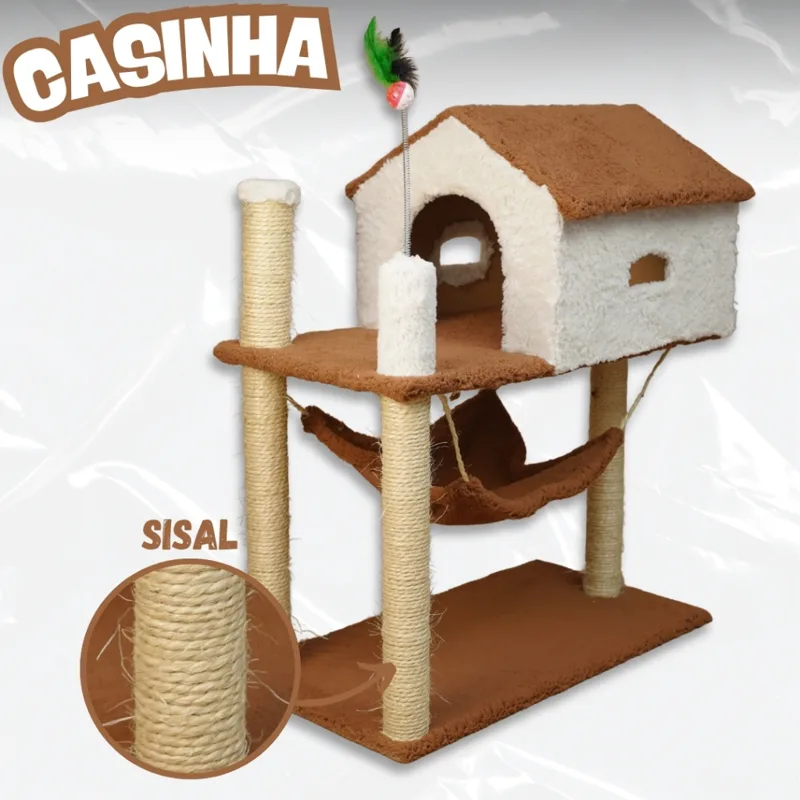 Foto do anúncio: Casinha para Gato 2 Andares com Arranhador e Brinquedo