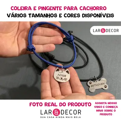 Foto do anúncio: Plaquinha de Identificação Pet com Coleira para Cachorro Gato