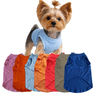 Foto do anúncio: Roupa Pet Regata Ribana Malha Canelada Roupinha Cachorro Gato Animais de Estimação