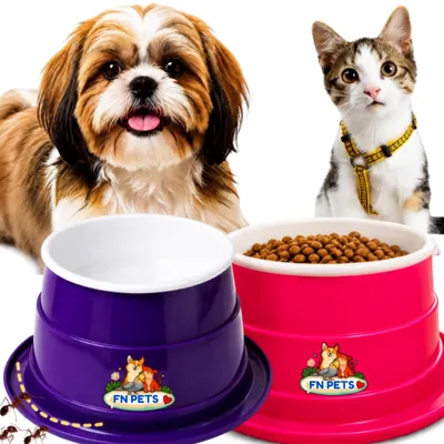 Foto do anúncio: Kit 2 Comedouros Pet 400ml Elevados 12cm Anti Formigas para Cachorro e Gato Tigela Removível premium
