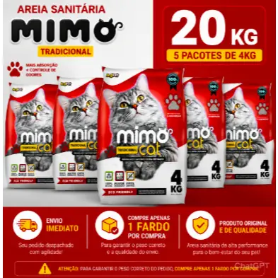 Foto do anúncio: Kit 5 Areia Sanitária Higiênica Argila Natural para Gatos Grãos Médios