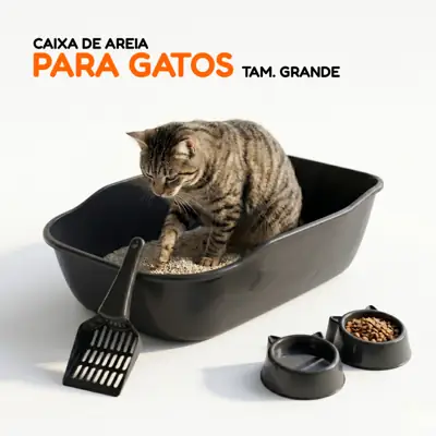 Foto do anúncio: Kit Caixa de Areia para Gatos Pet Grandes Banheiro Sanitario Bandeja