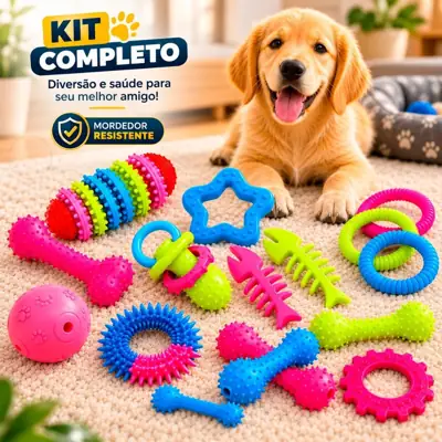 Foto do anúncio: KIT Brinquedo PET Mordedor Resistente Cachorro Anti Estress