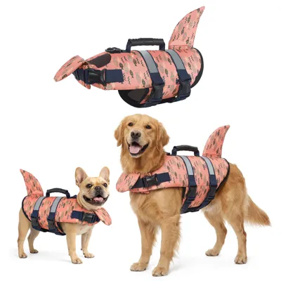 Foto do anúncio: Colete Salva Vidas Pet Flutuante Cães Cachorros Praia Piscina Água Mar Amarelo Rosa Sereia Abelinha Peixinho