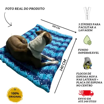 Foto do anúncio: Colchonete Pet Gigante 100x140 para Cachorro grande com ziper fundo