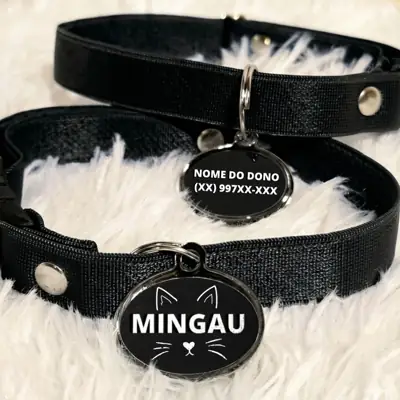 Foto do anúncio: Coleira Para Gato Com Nome e Telefone Gravação Grátis Personalizada