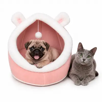 Foto do anúncio: Caminha Toca Casinha De Pelúcia Cabana Luxo Rosa Pet Gatos Cachorros Pequenos  Confortável