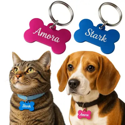 Foto do anúncio: Plaquinha Pet Identificação Personalizada Cachorro E Gato Gravação Nome